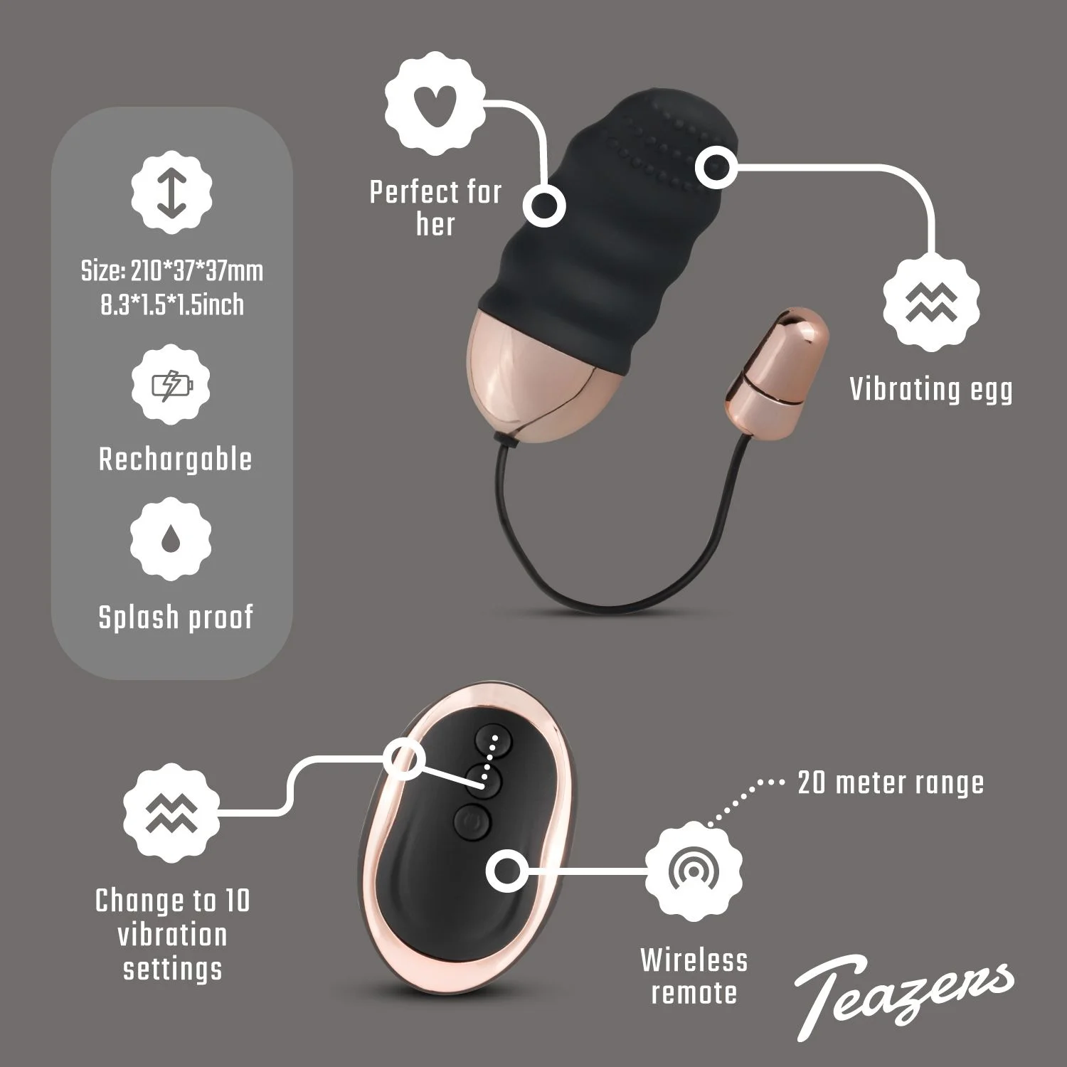 Teazers Geribbeld Vibratie-Eitje Met Afstandsbediening