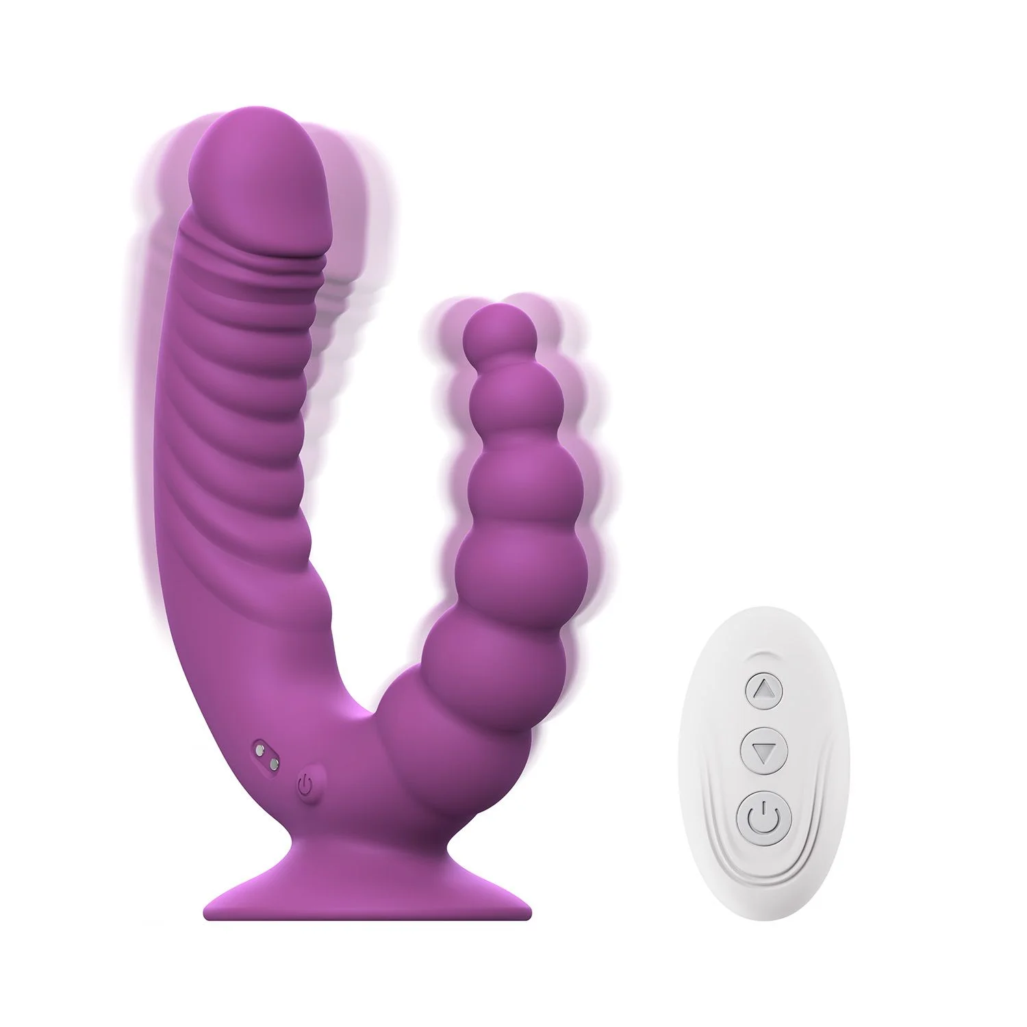 Teazers - Double Vibrator met Zuignap en Afstandsbediening - Paars