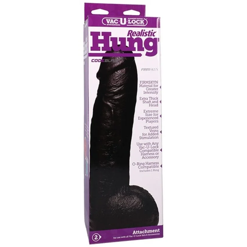 Doc Johnson - VacULock CodeBlack Realistische Dildo - Zwart