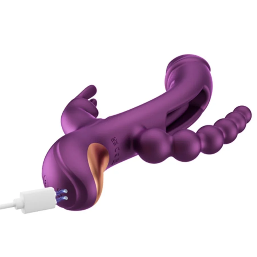 HoneyPlayBox - Trilux Kinky Vinger Rabbit Vibrator - Paars