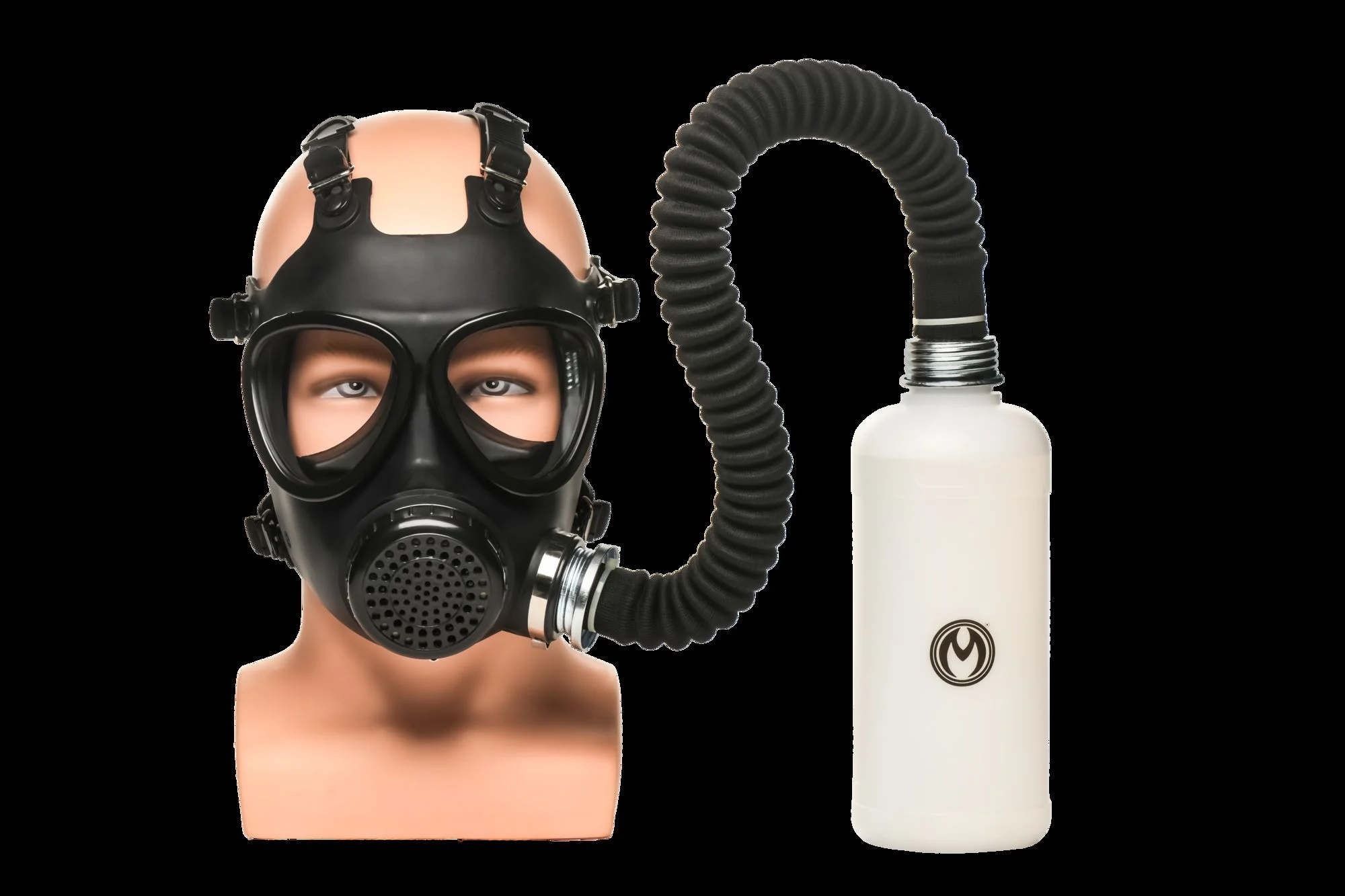 XR Brands - Inhaler Gas Masker Met Fles - Zwart & Wit
