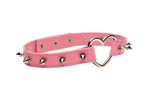 XR Brands - Spiked Heart Choker - Roze