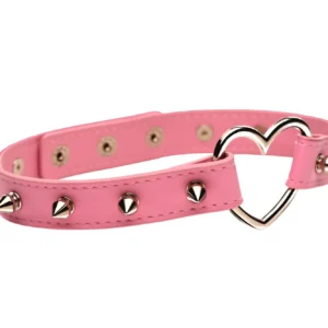 XR Brands - Spiked Heart Choker - Roze