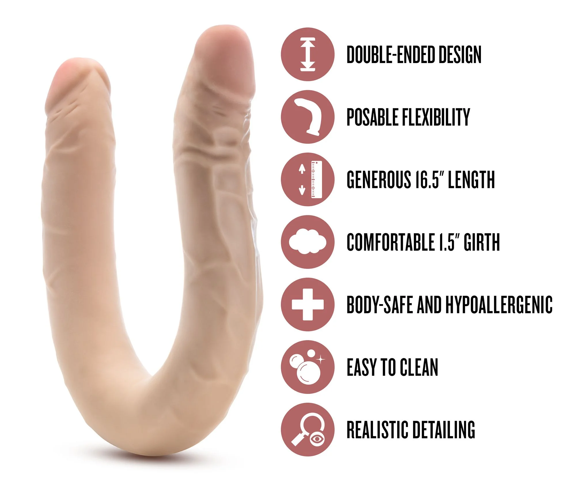 Dr Skin - Dr. Skin Plus 16,5β Buigzame Dubbele Dildo Beige
