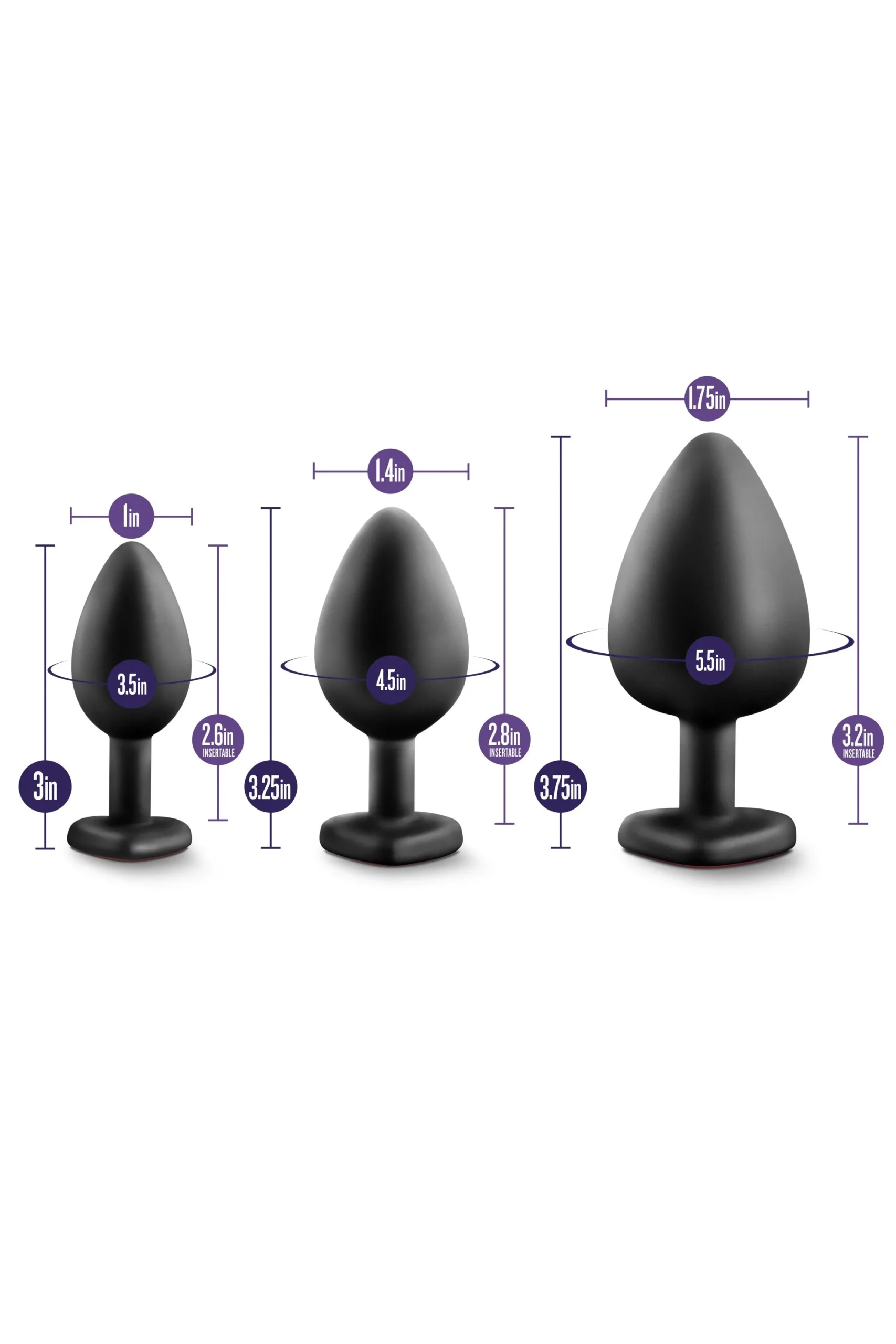 Blush - Luxe Bling Plugs Trainingskit Zwart met Rode Edelstenen