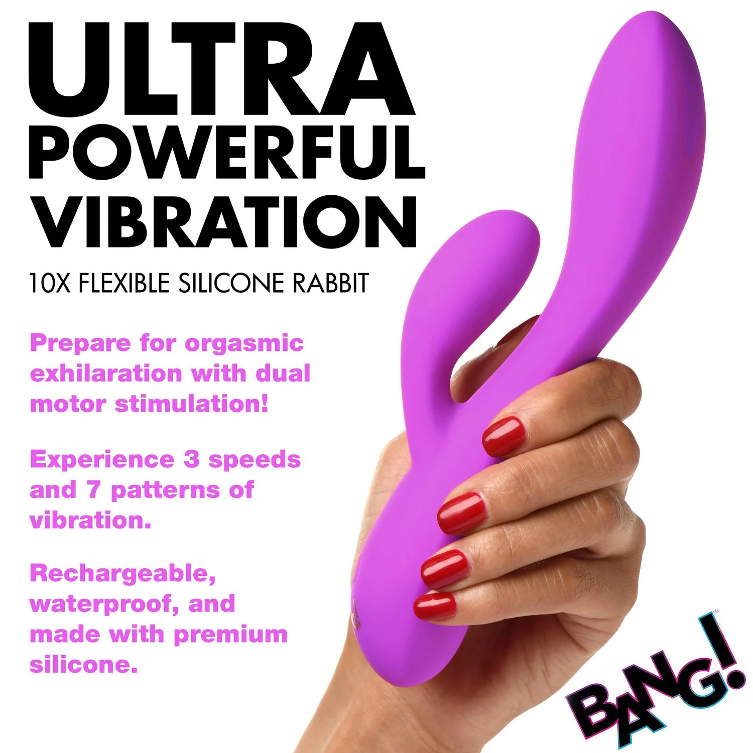 BANG! - Flexibele Rabbit Vibrator Duo Stimulatie - Paars