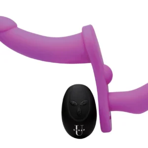 XR Brands - Dubbele Vibrerende Dildo Met Harnas - Paars