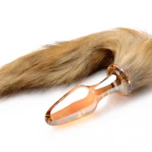 TAILZ - Fox Tail Anaalplug van Glas - Oranje met Faux Fur Staart