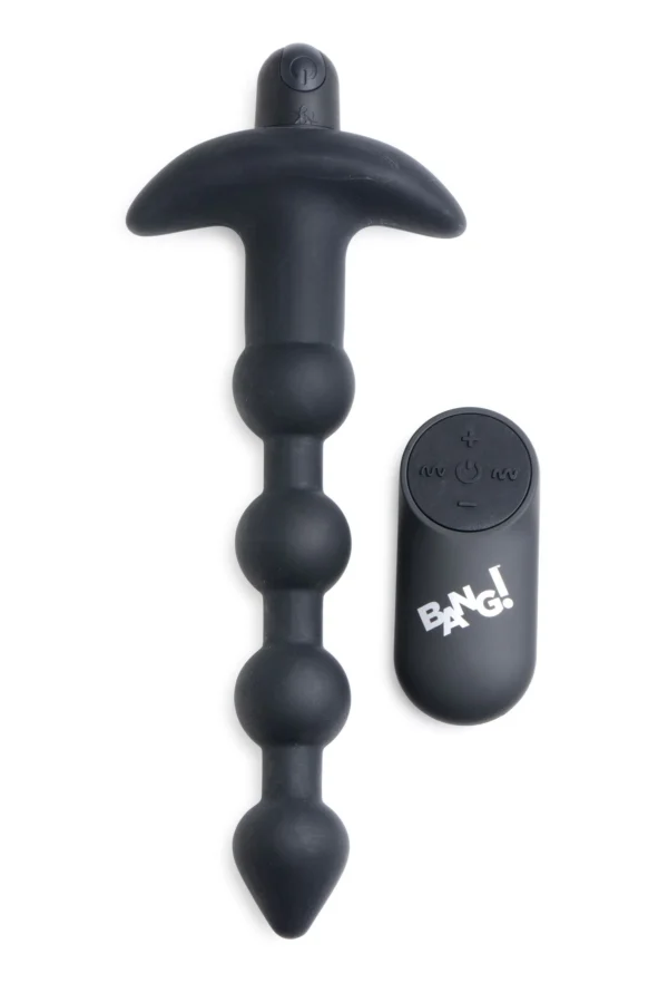 BANG! - 28X Vibrerende Silicone Anaalkralen met Afstandsbediening - Zwart