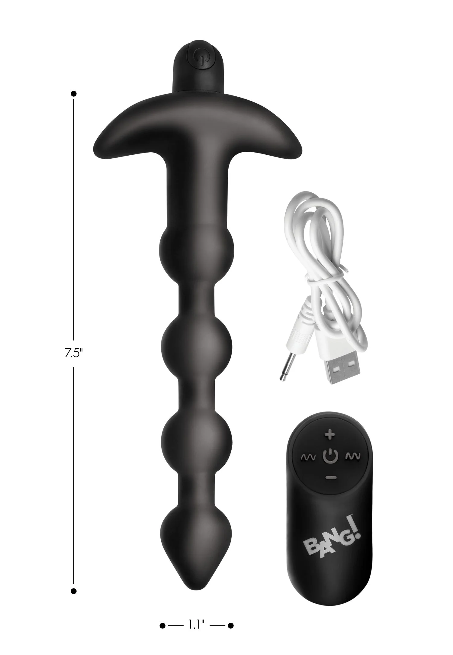 BANG! - 28X Vibrerende Silicone Anaalkralen met Afstandsbediening - Zwart