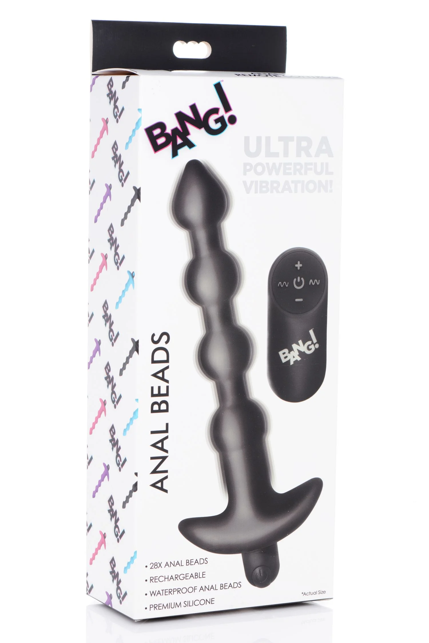 BANG! - 28X Vibrerende Silicone Anaalkralen met Afstandsbediening - Zwart