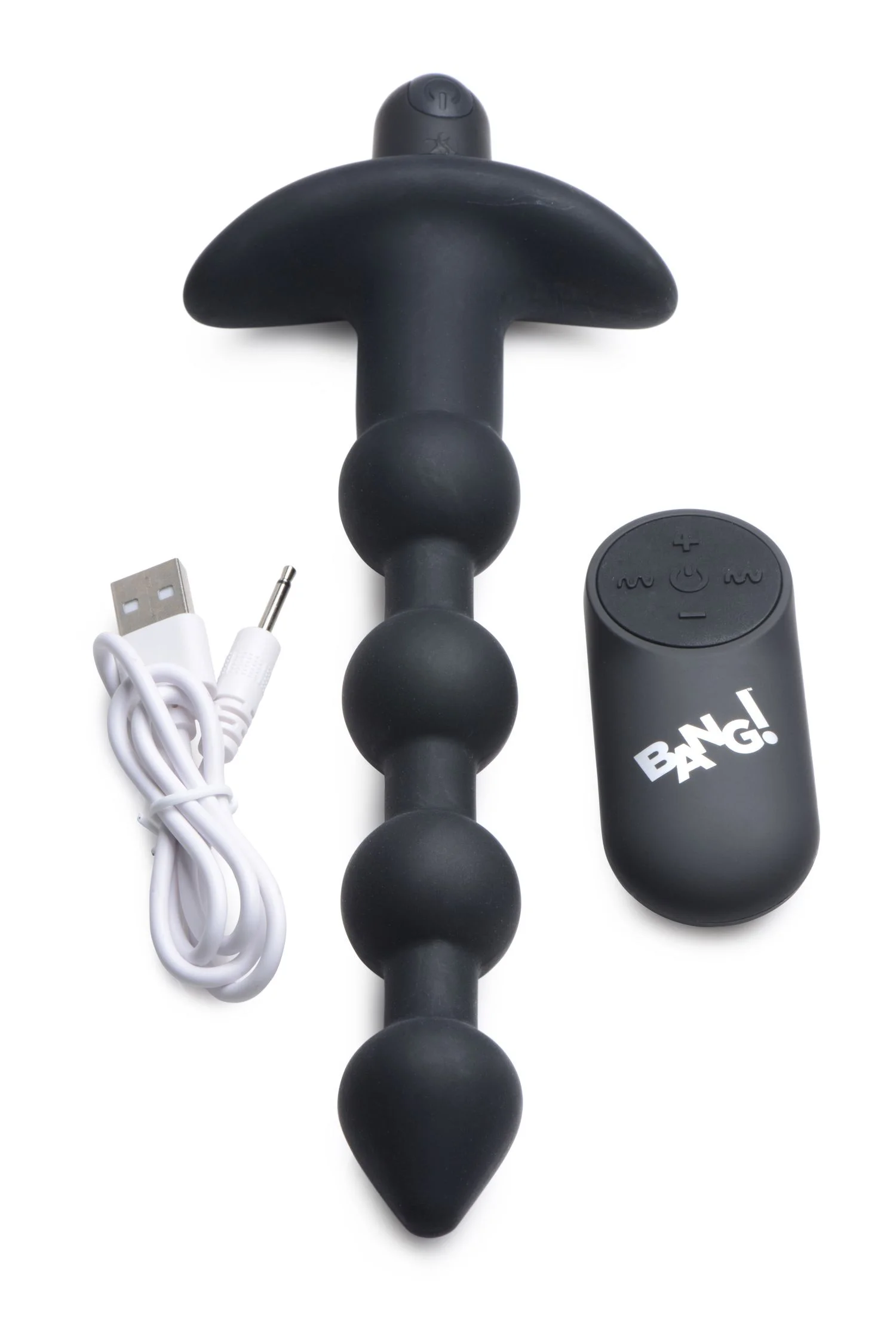 BANG! - 28X Vibrerende Silicone Anaalkralen met Afstandsbediening - Zwart