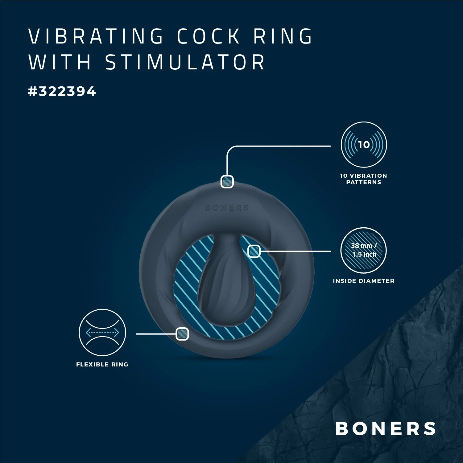 Boners - Vibrerende Siliconen Cockring - Stimulatiebol
