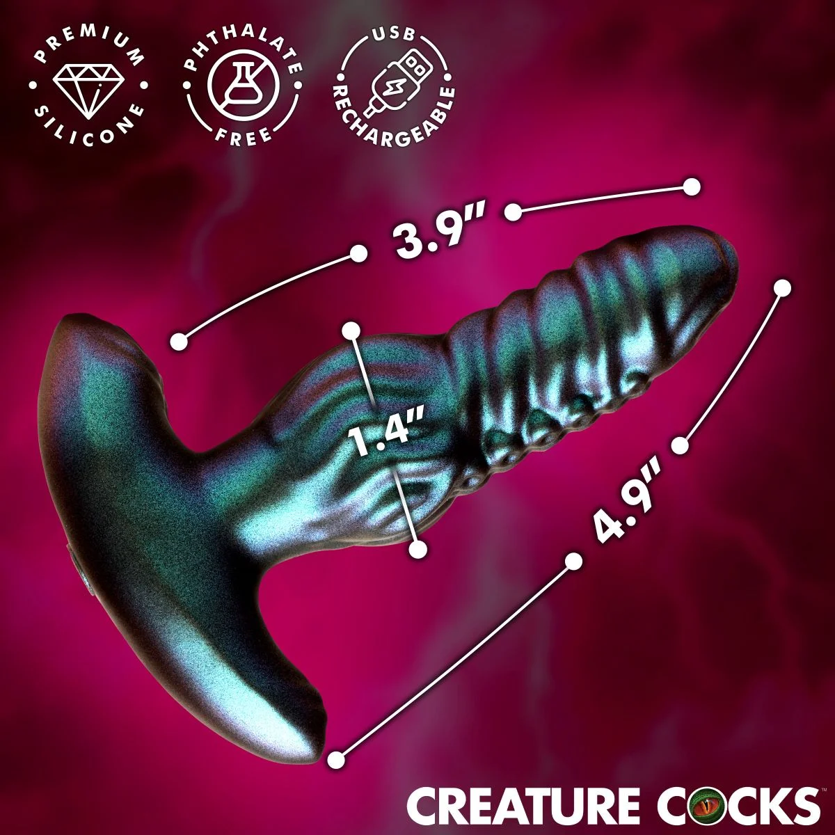 Creature Cocks - Octo-Squirm Vibrerende Anaalplug - 12,4 cm