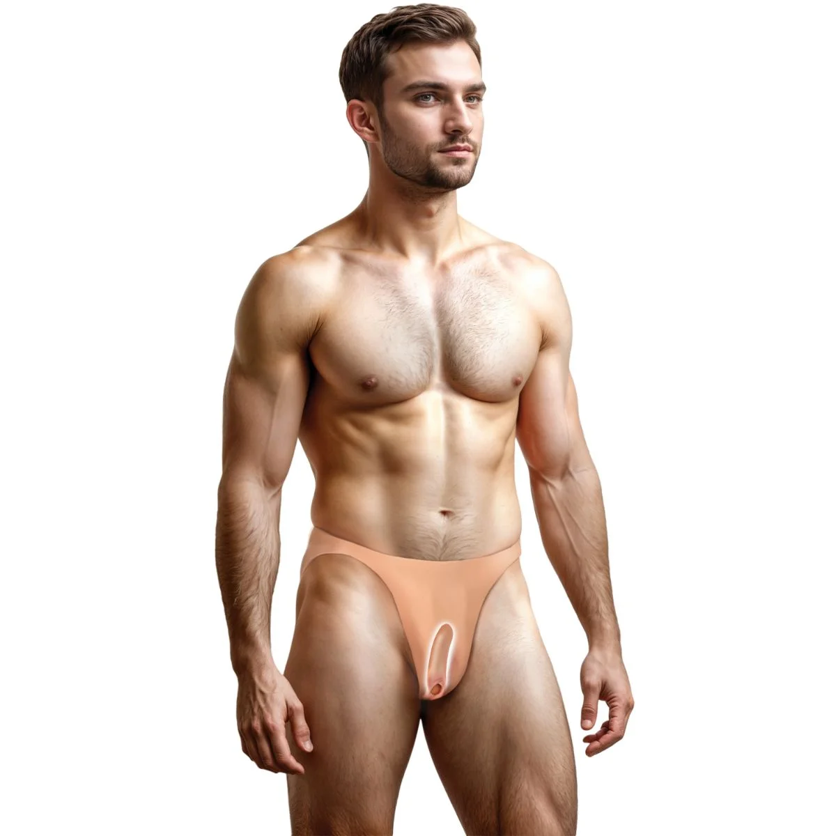 Master Series - Pussy Strap Vagina Jockstrap - Beige