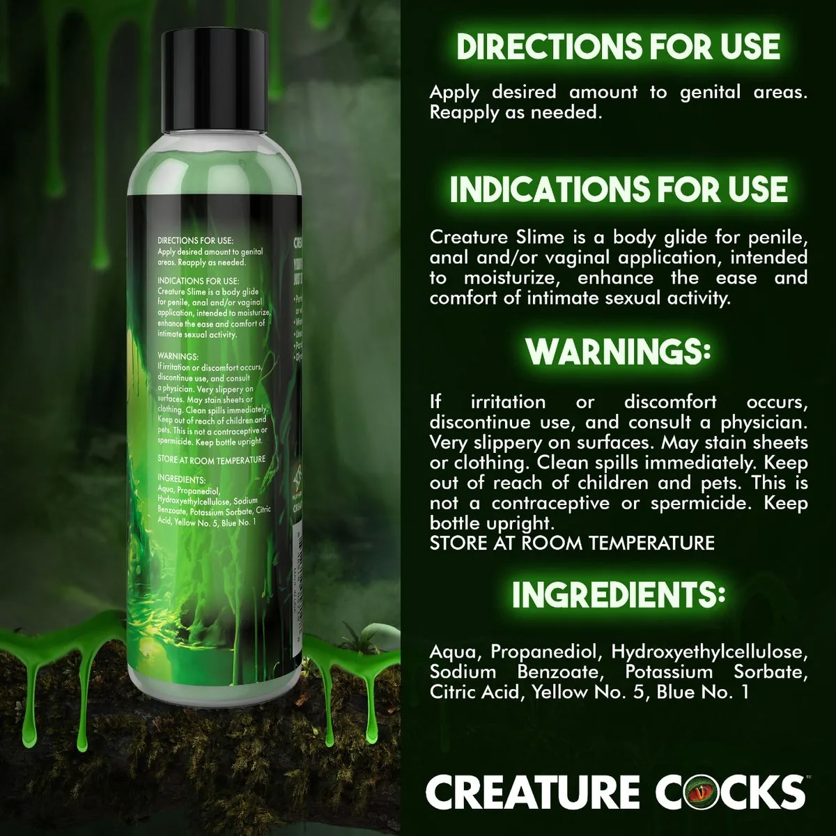 Creature Cocks - Creature Slime Groene Slijm Glijmiddel - 237 ml - Afbeelding 2