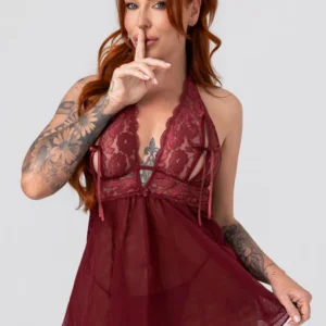 Christine - Open Cup Babydoll Nataly - Rood