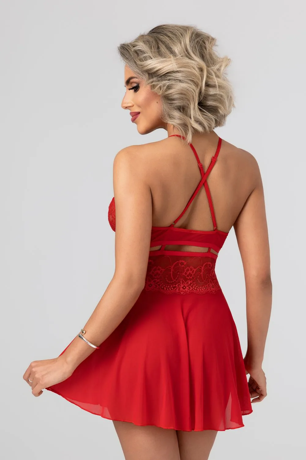 Christine - Babydoll Pandora - Red - Afbeelding 2