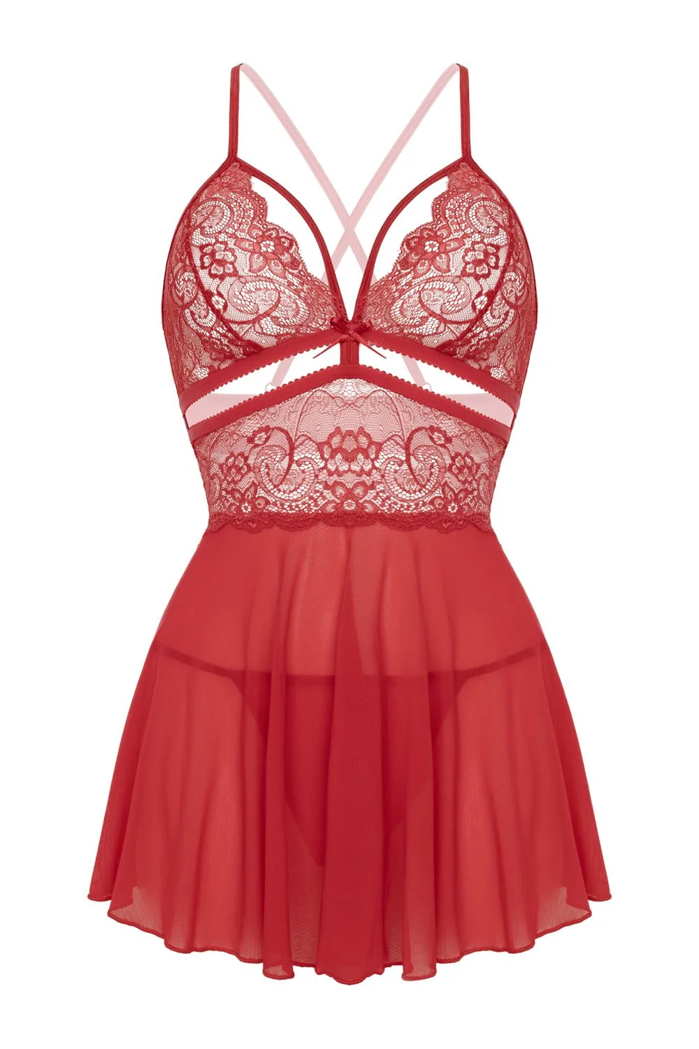 Christine - Babydoll Pandora - Red - Afbeelding 4