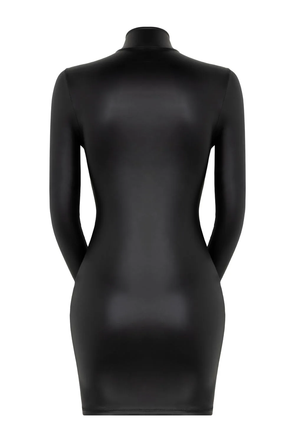 Christine - Lilith Mini Jurk met Rits en Lange Mouwen - Zwart - Afbeelding 6