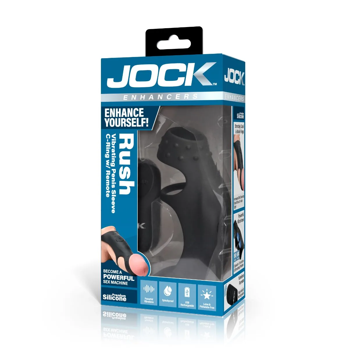 Jock - Rush Vibrerende Penis Sleeve met Cockring - Zwart - Afbeelding 10
