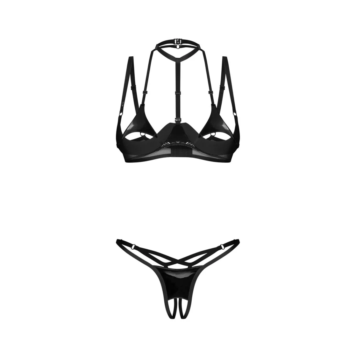 Obsessive - Rolleya 2-pcs crotchless set - Zwart - Afbeelding 9