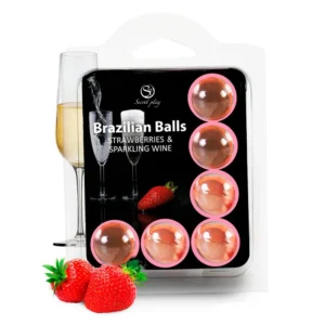Secret Play - Brazilian Balls Strawberry & Sparkling Wine - 6 Massage Balls
