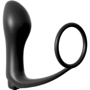 PIPEDREAM – Ass-Gasm Cockring met Vibrerende Butt Plug – Black