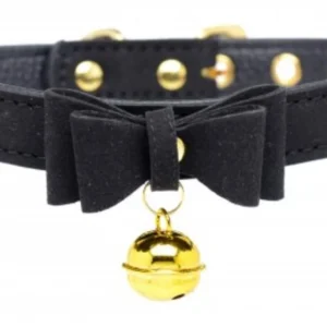 Golden Kitty Collar Met Kattenbelletje - Zwart/Goud