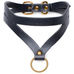 Bondage Baddie Collar Met O-ring - Zwart/Goud