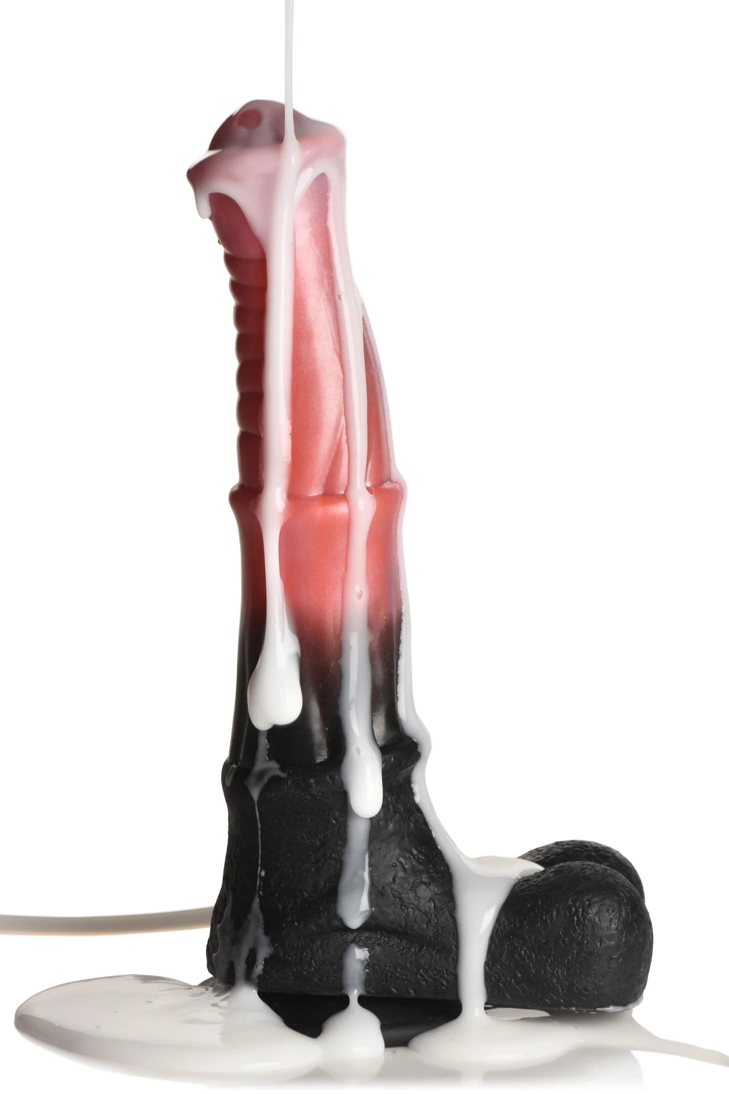 XR Brands - Centaur Explosie Spuitende Siliconen Dildo - Zwart/Rood
