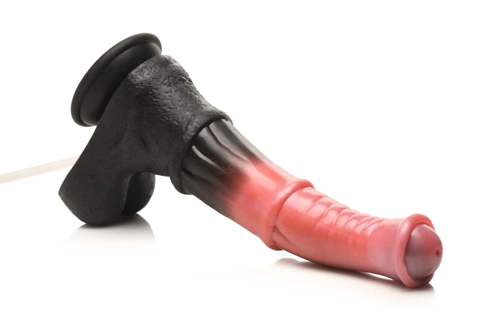 XR Brands - Centaur Explosie Spuitende Siliconen Dildo - Zwart/Rood