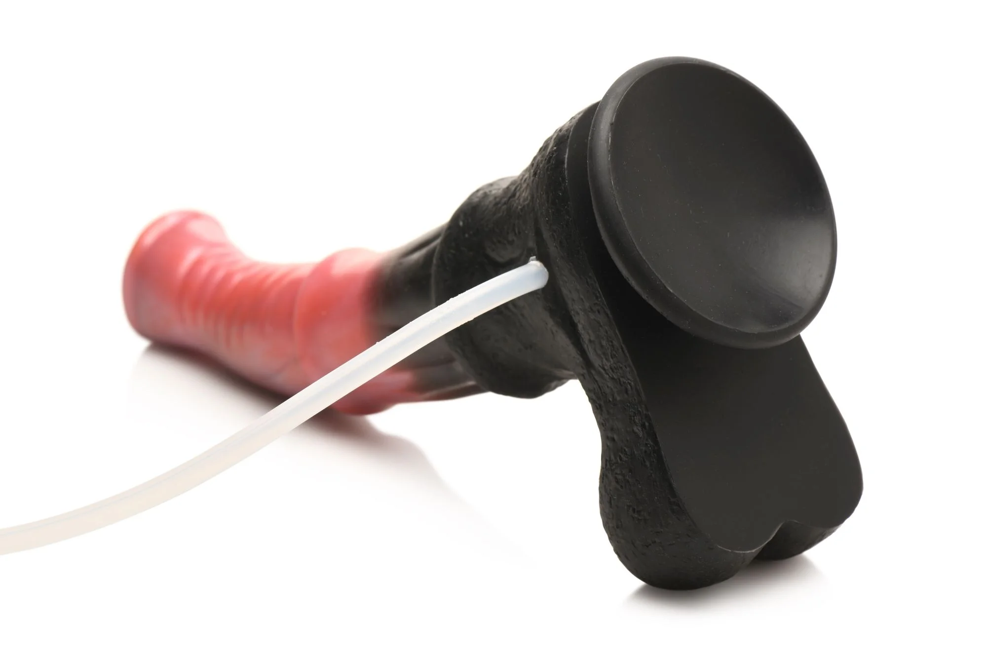 XR Brands - Centaur Explosie Spuitende Siliconen Dildo - Zwart/Rood