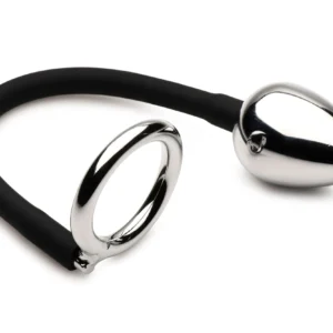 XR Brands - Tug + Plug Cock & Ball Ring met Anaalplug - Zwart&Zilver