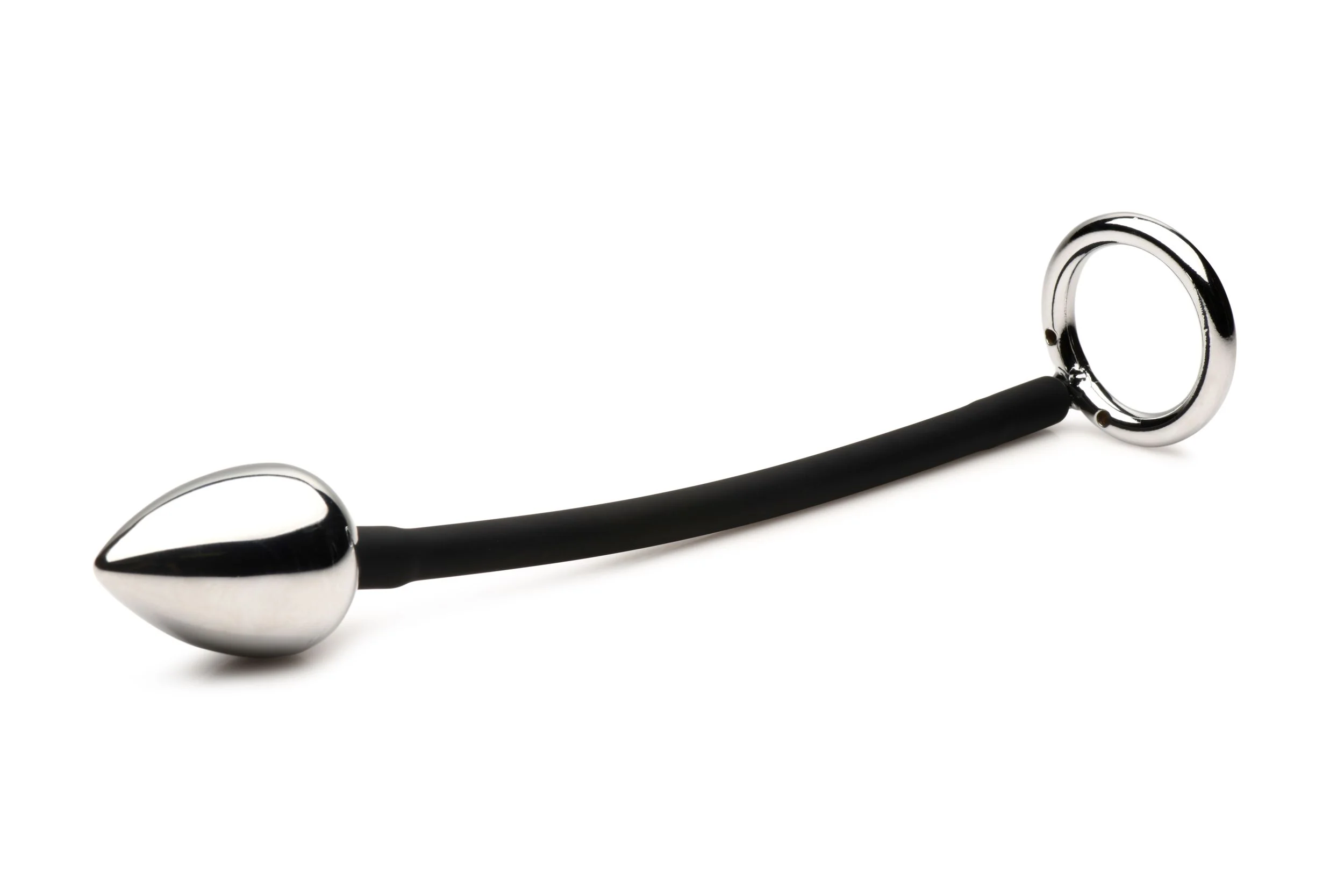 XR Brands - Tug + Plug Cock & Ball Ring met Anaalplug - Zwart&Zilver