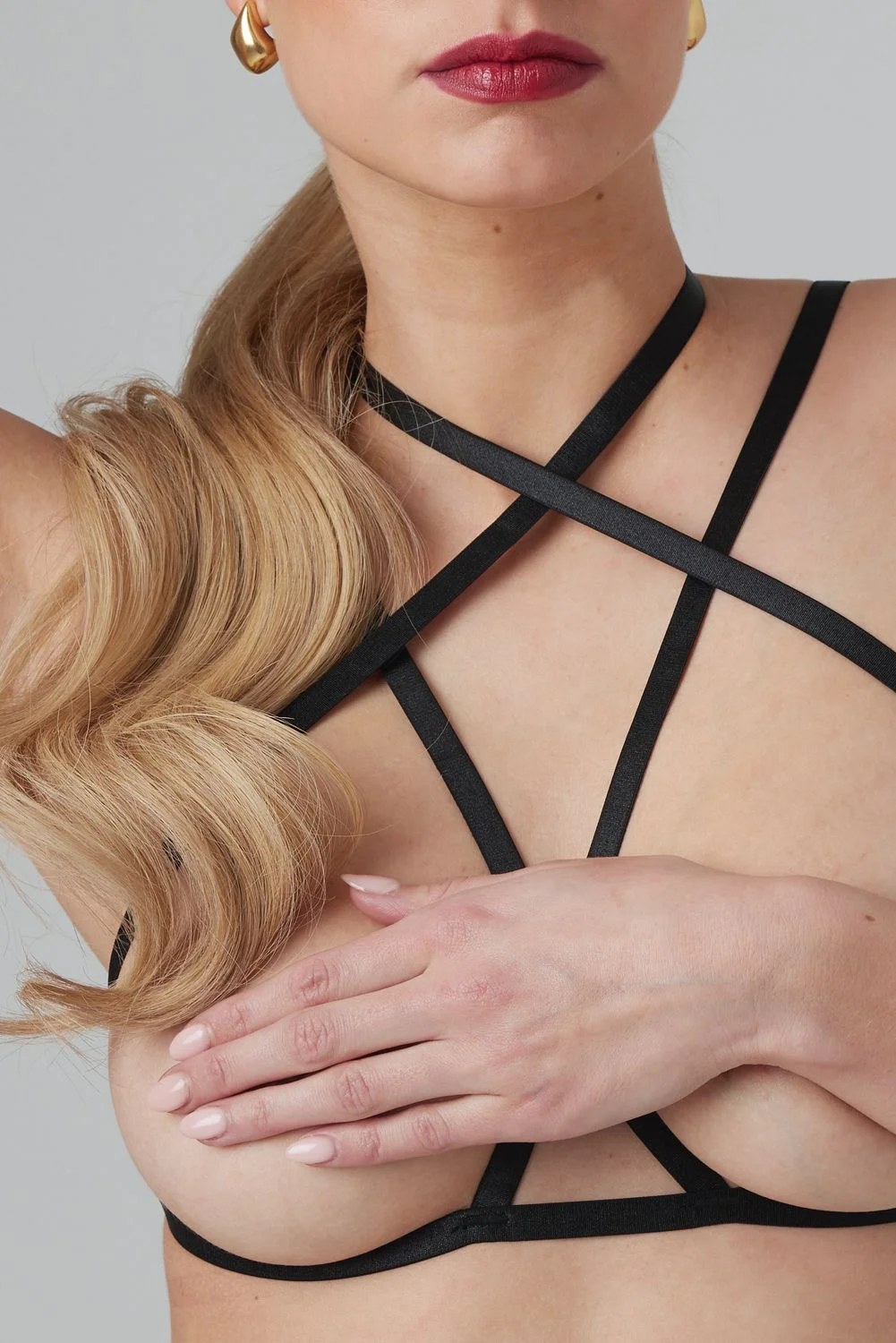 Christine - Strappy Harness Bralette Fia - zwart