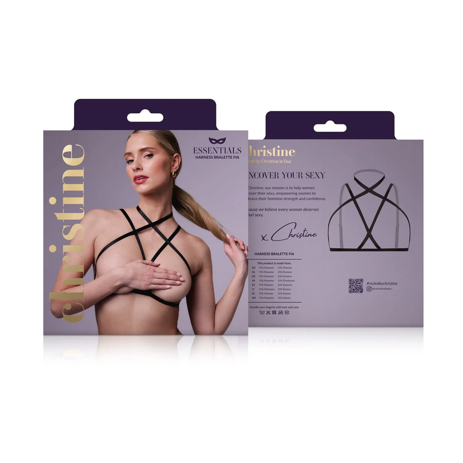 Christine - Strappy Harness Bralette Fia - zwart