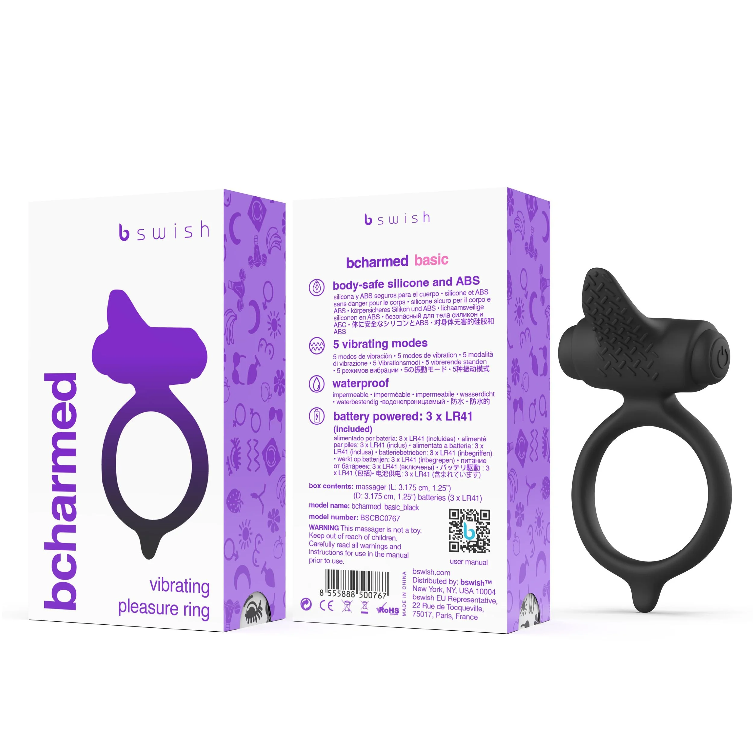 B Swish - Bcharmed Basic Cock Ring - Zwart