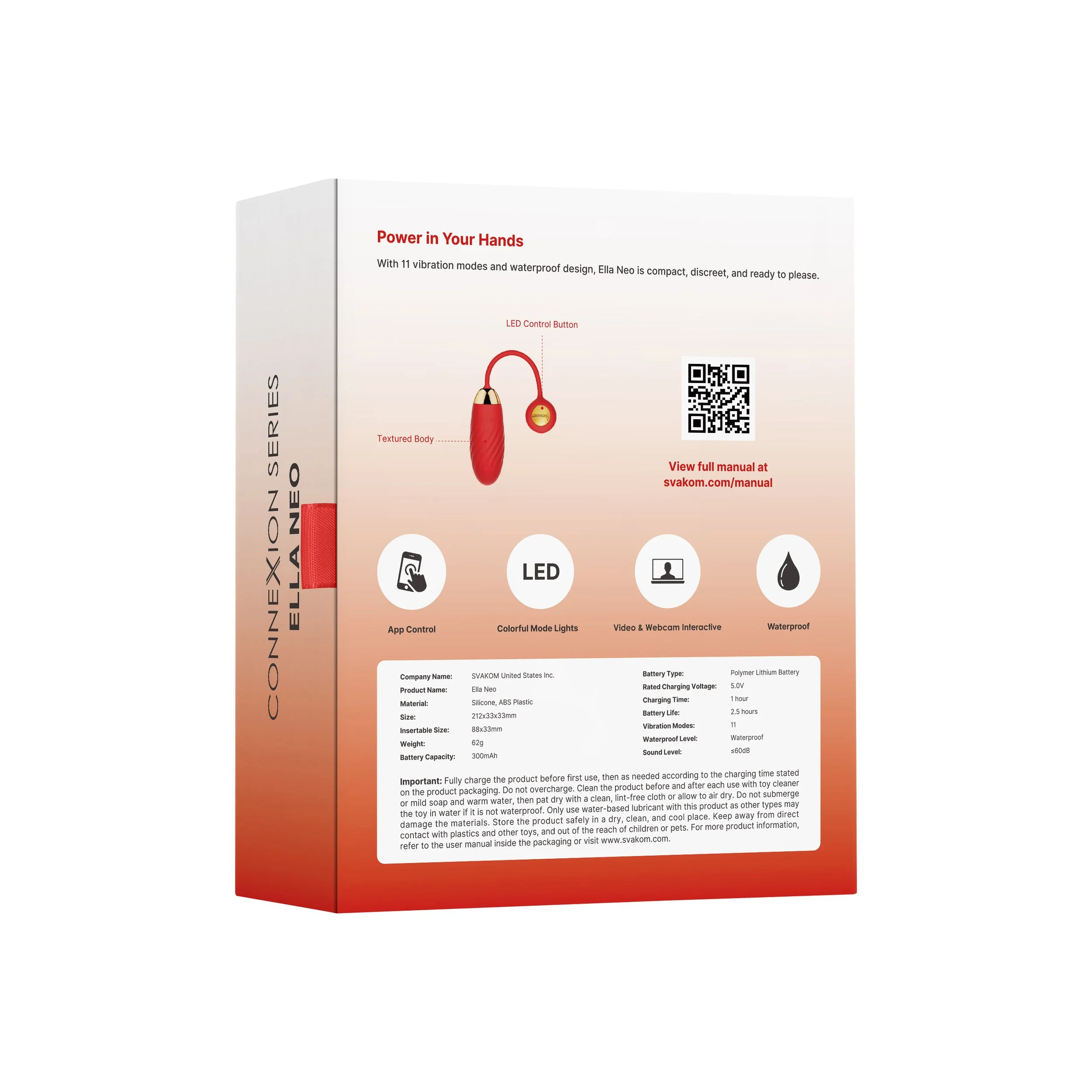 SVAKOM - Ella Neo Vibratie Eitje App Controlled - Red
