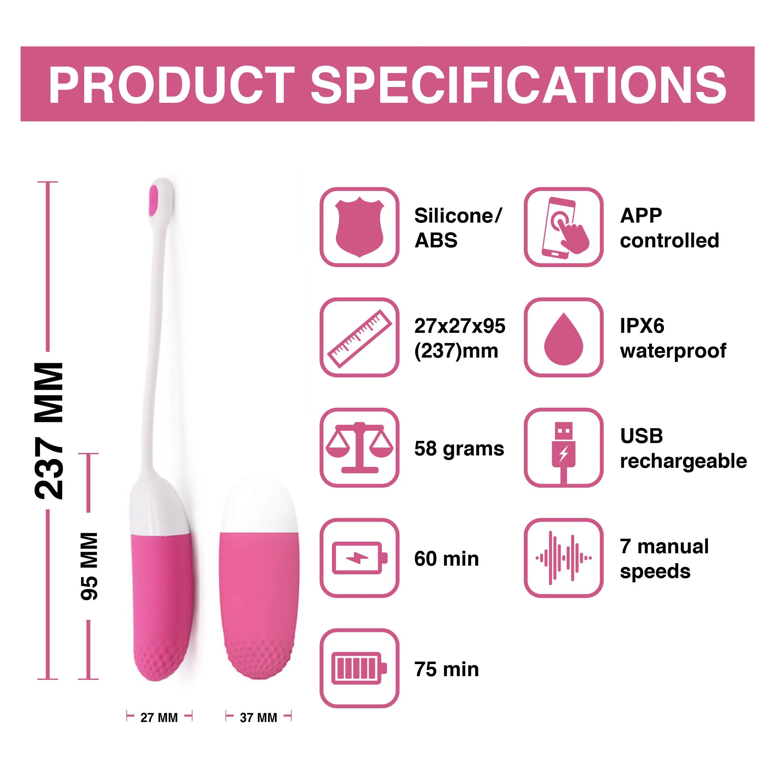 Magic Motion - Vini App Controlled Vibratie Eitje - Koraal/Geel