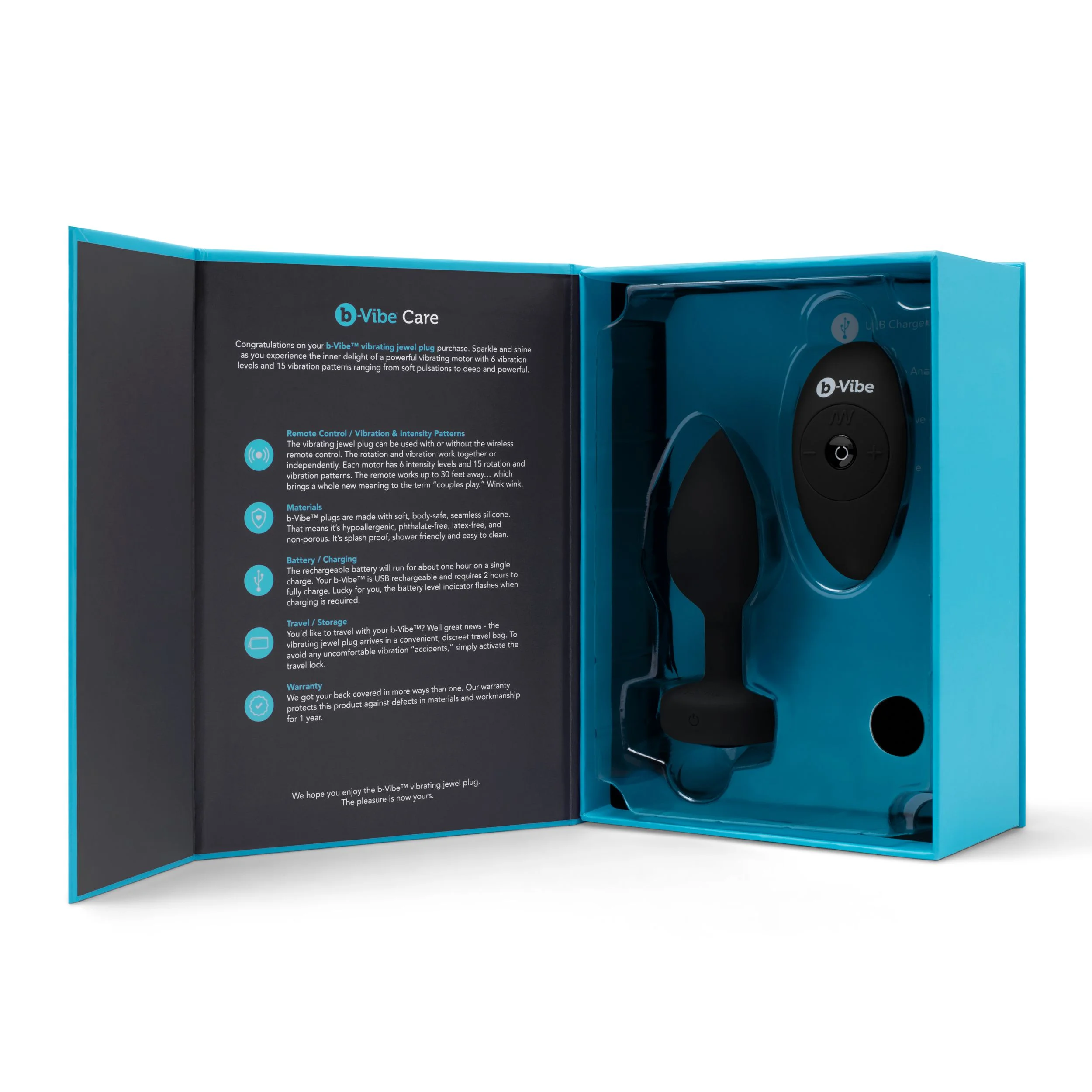 B-Vibe - Vibrerende Juwelen Plug M/L Zwart