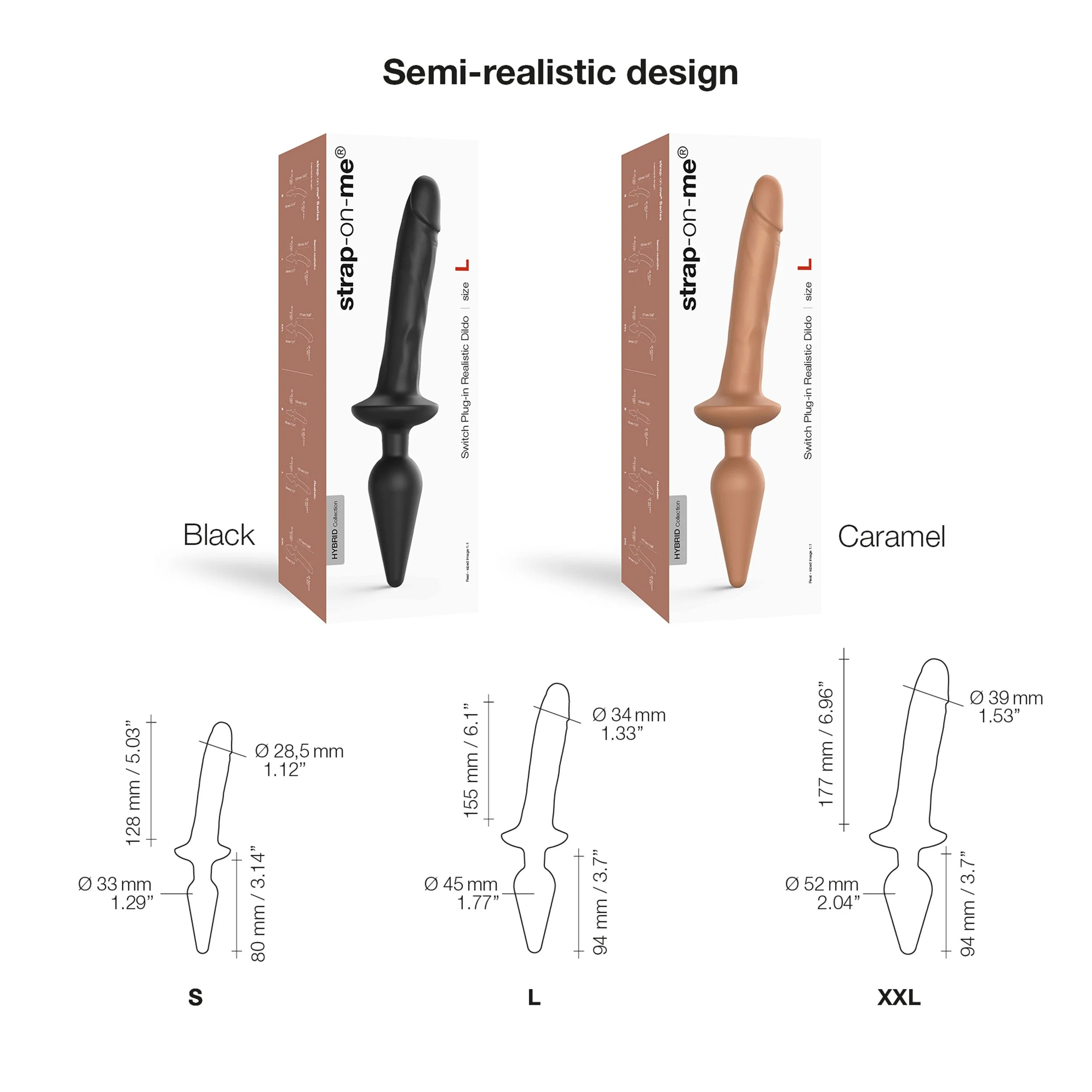 Strap-On-Me - Switch Plug-in Realistic Dildo Caramel XXL