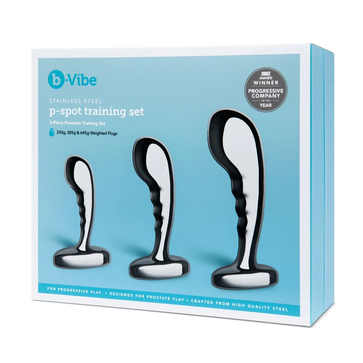B-Vibe β Stainless Steel P-Spot Training Set β 3 Plugs