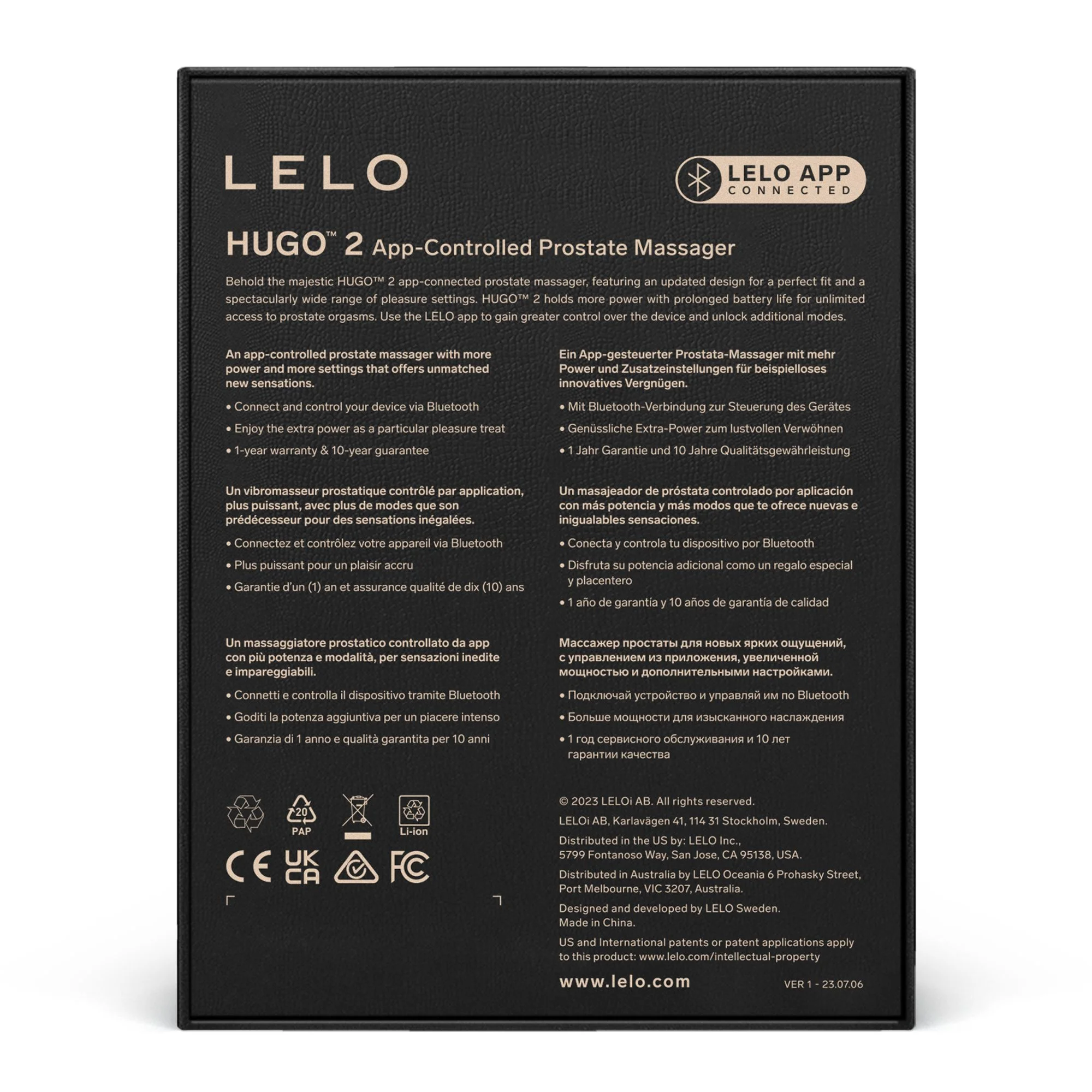 LELO β HUGO 2 Prostaat Massager β Zwart