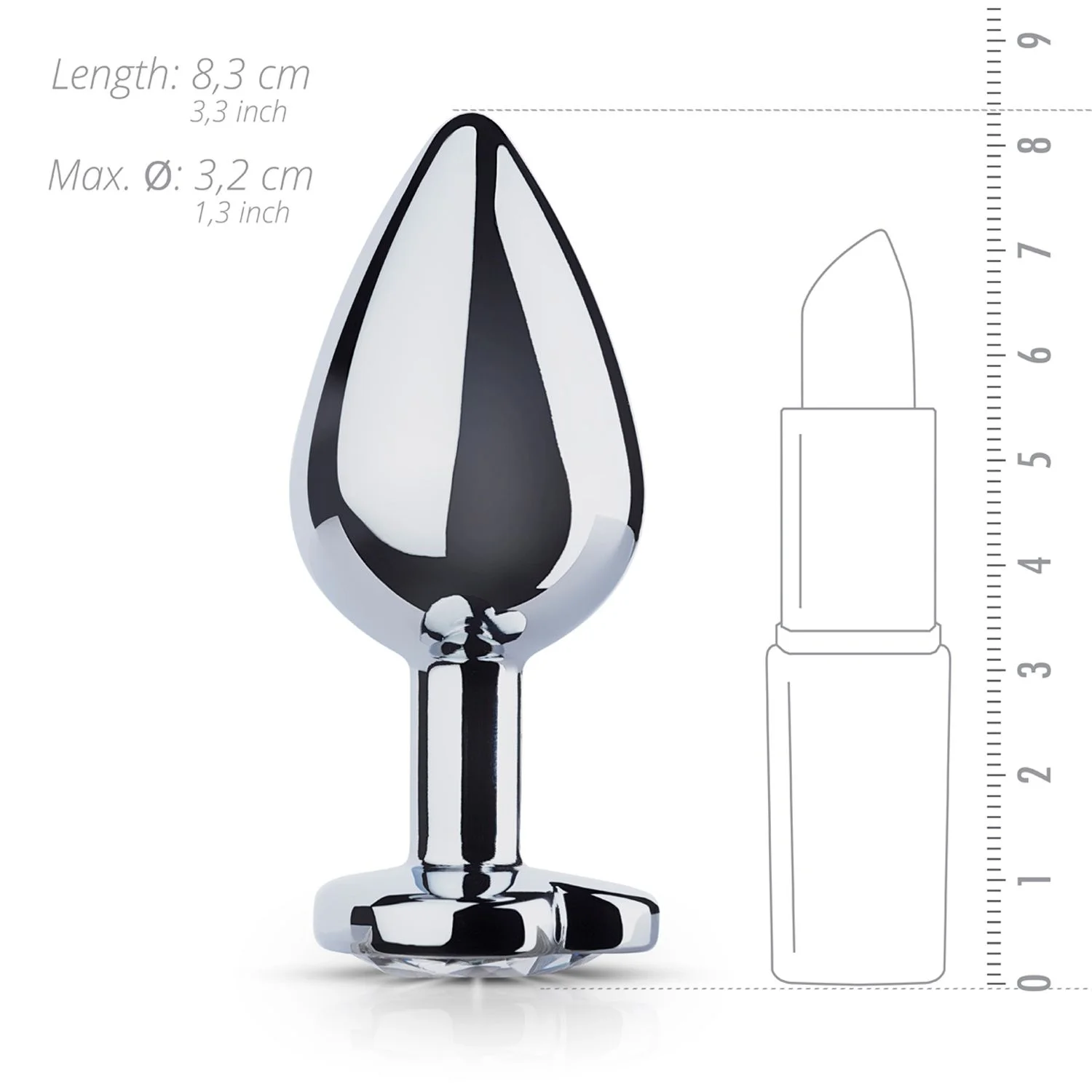 Metalen buttplug met hartje - zilverkleurig