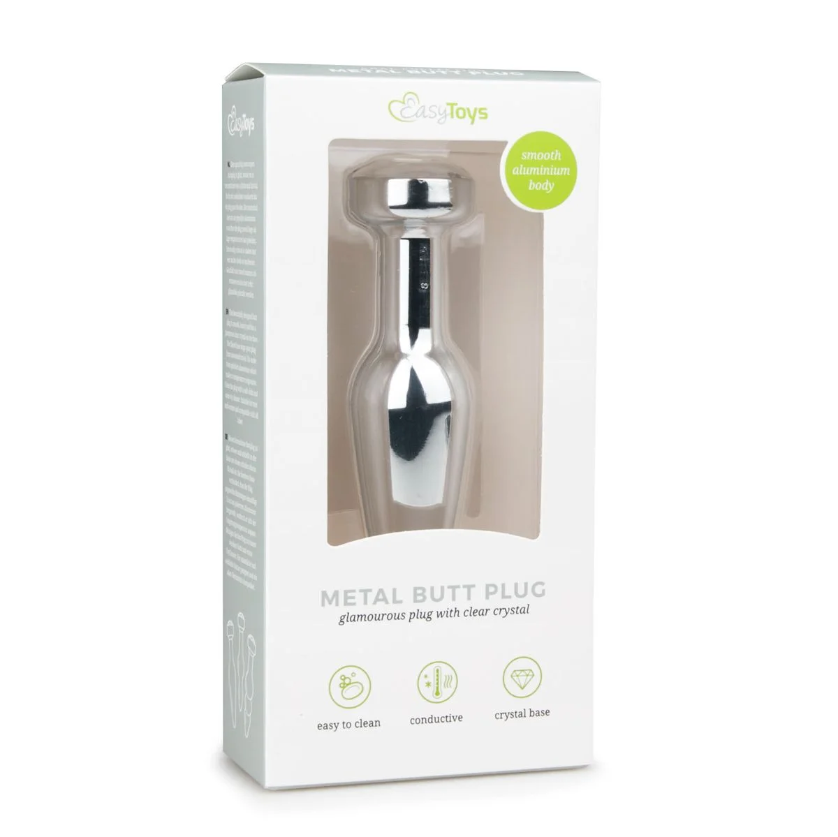 Metalen Buttplug met Diamant Zilver - L