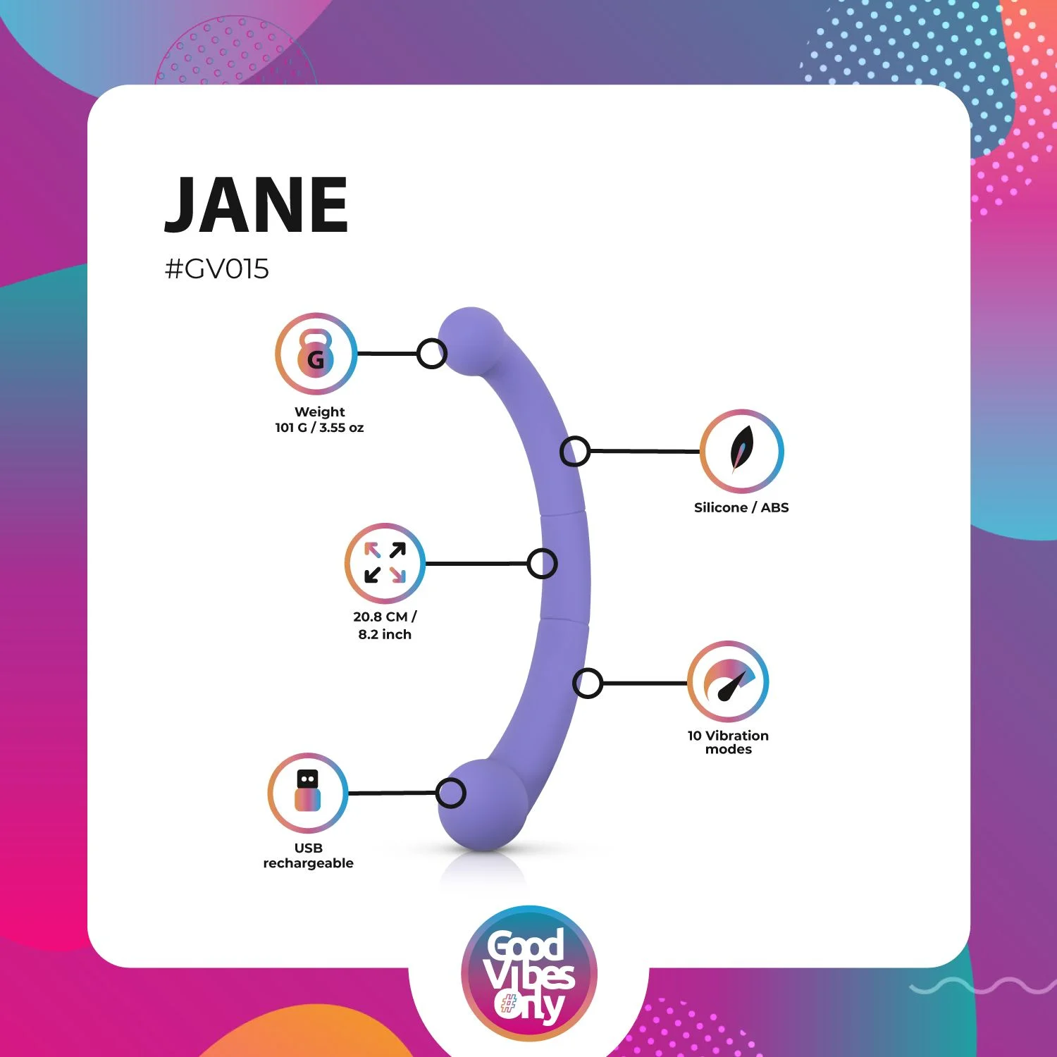 Good Vibes Only - Double End Vibrator Jane - Paars