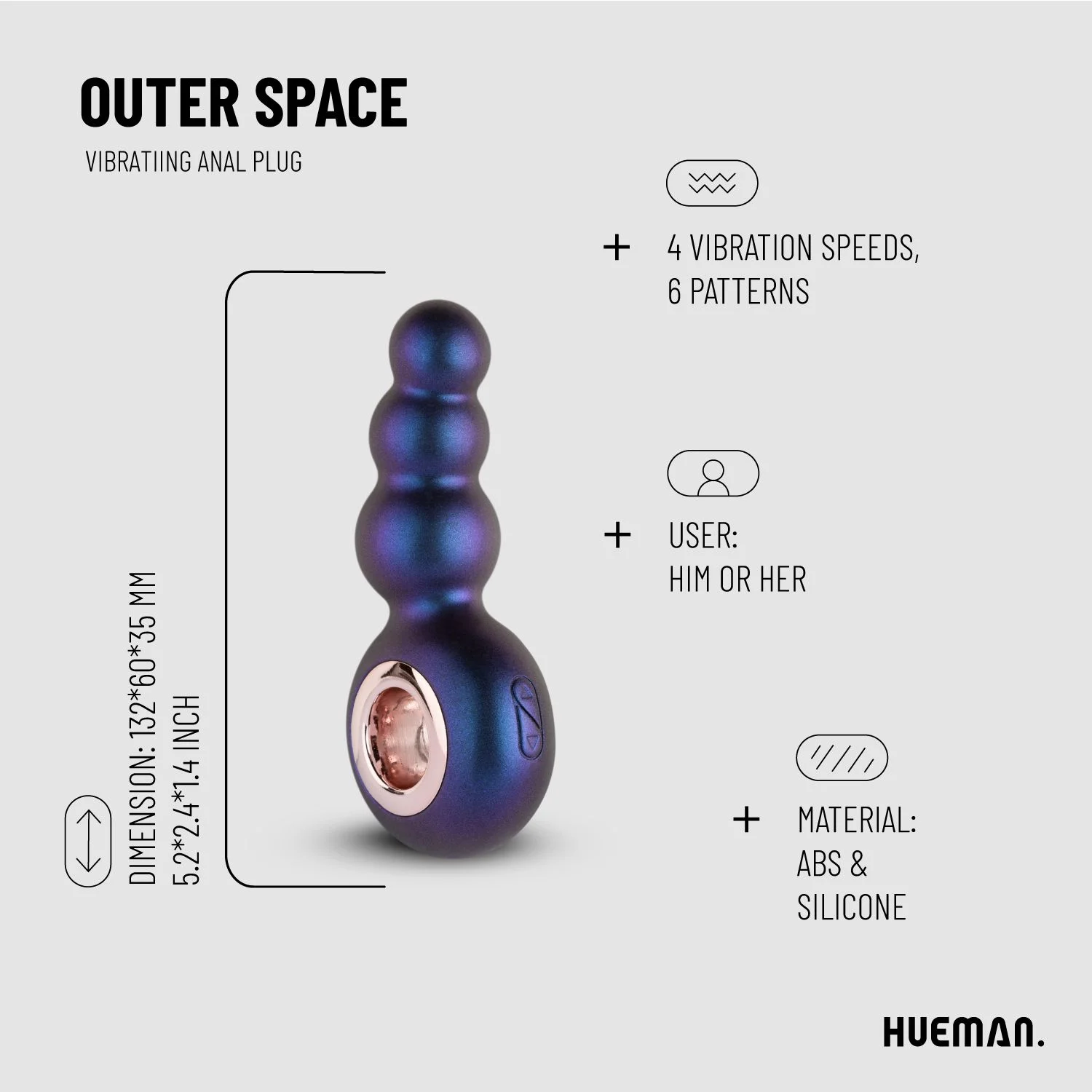 Hueman - Outer Space Vibrerende Buttplug