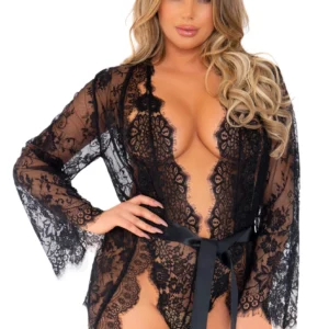 Set Kanten Body & Kimono Cosmeta - Zwart