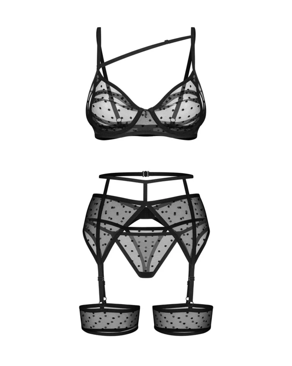 Obsessive - Nuites Driedelige Set - Zwart